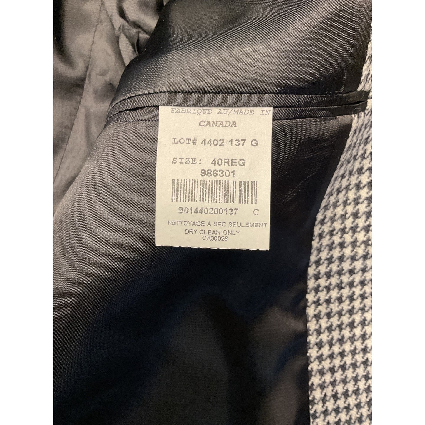 New size 40 Arnold Brandt Houndstooth Wool Suit Coat