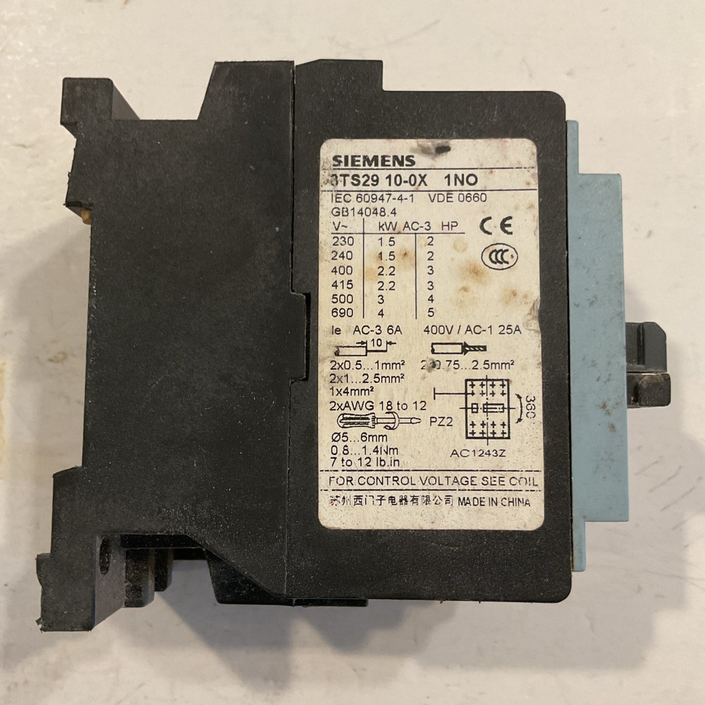 SIEMENS 3TS30 10-0X 1NO contactor  3TS3010-0X 1NO