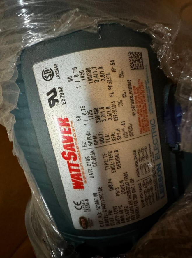 Leeson C143T17FC16E Motor 1HP 1760RPM 143TC Frame 3 Phase 230/460V NEW IN BOX