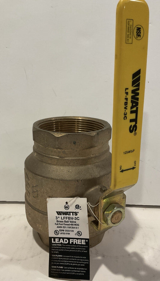 Watts Full Port 3" Threaded Ball Valve LF-FBV-3C Brass