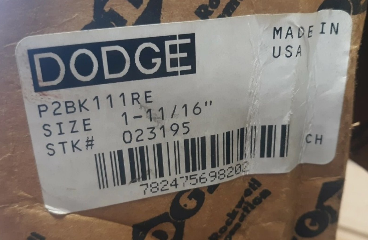 DODGE SPLIT PILLOW BLOCK BEARING   Part#-023195   P2BK111RE   1-11/16 IN BORE