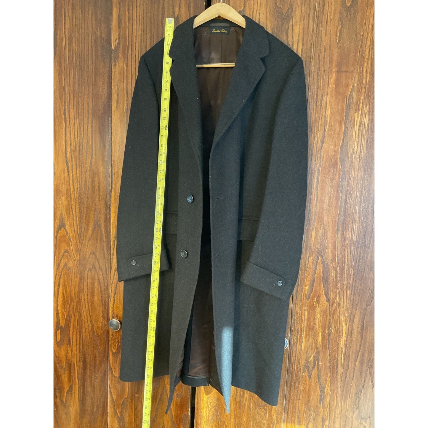 Black Tailored Wool ACWA Long Formal Button Up Outerwear Coat