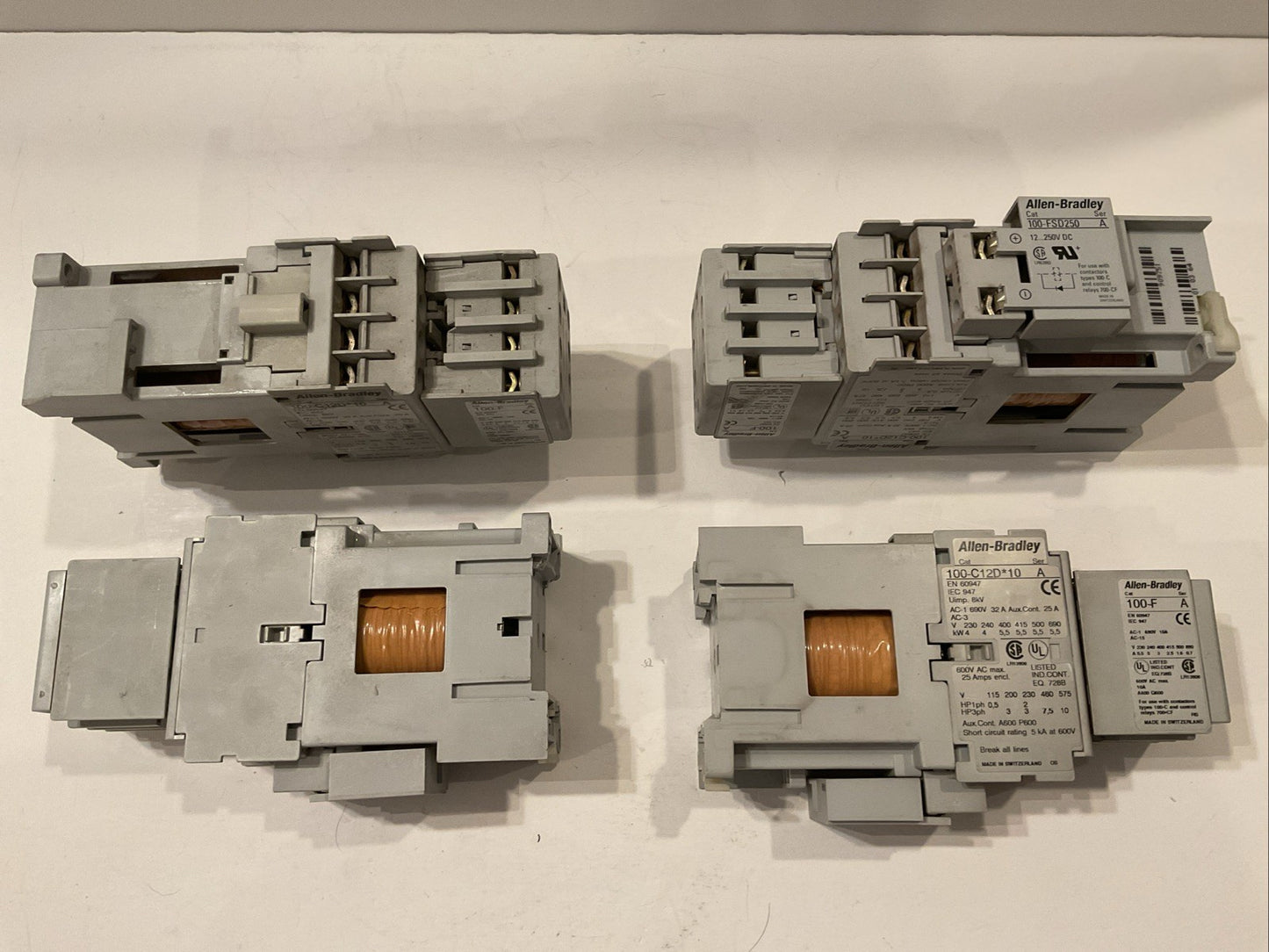 Qty 4 - ALLEN BRADLEY 100-C12*10 /A CONTACTOR , w/ AB 100FSD250/A & AB 100-F /A