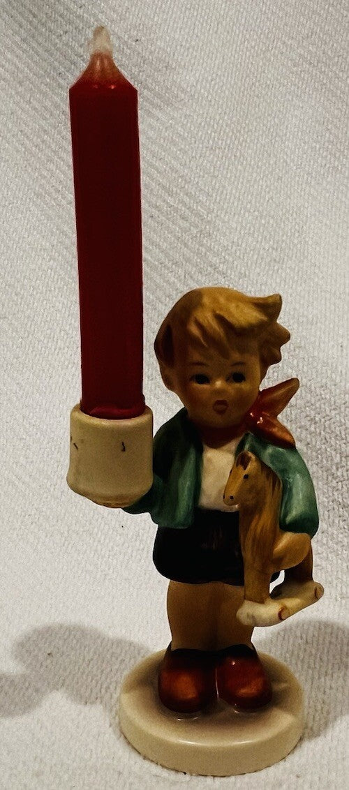 Goebel Hummel Boy Figure with Candle Horse 117 Trademark W. Germany