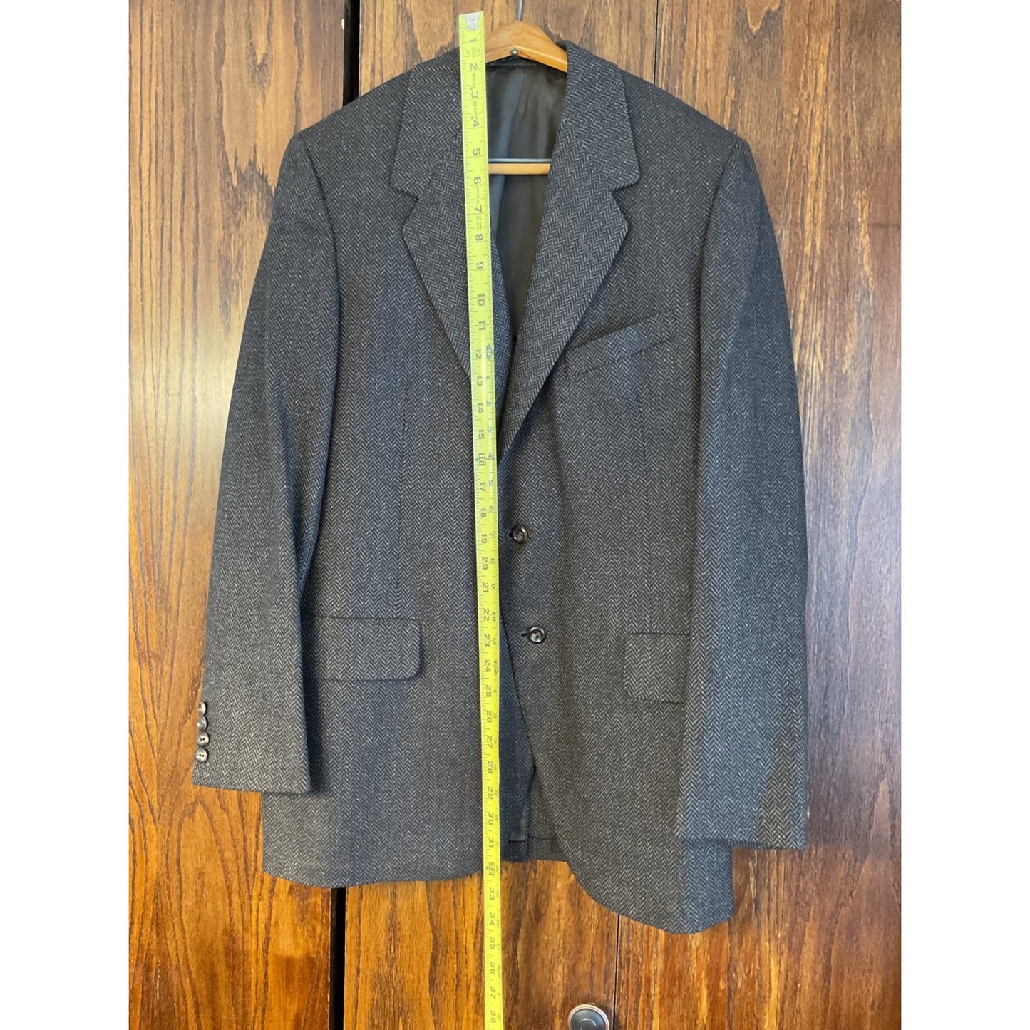 Dark Brown Herringbone Wool Blazer