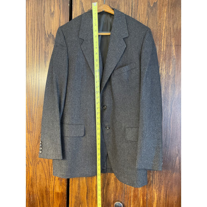 Dark Brown Herringbone Wool Blazer