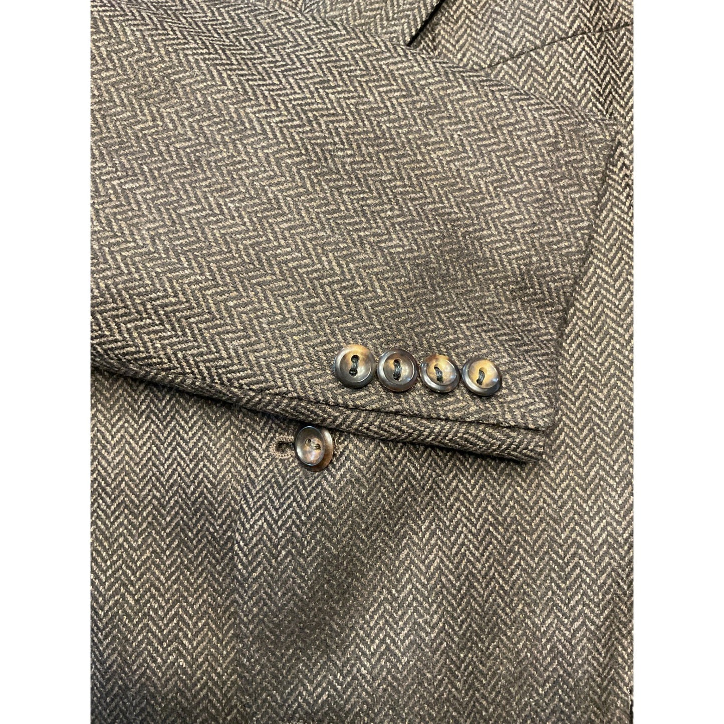 Dark Brown Herringbone Wool Blazer