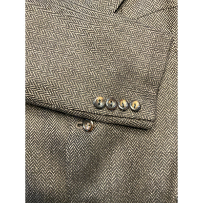 Dark Brown Herringbone Wool Blazer