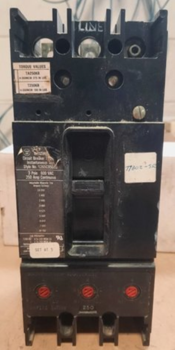 WESTINGHOUSE  #1265C95G03  CIRCUIT BREAKER (250 AMP, 600VAC, 3 POLE)