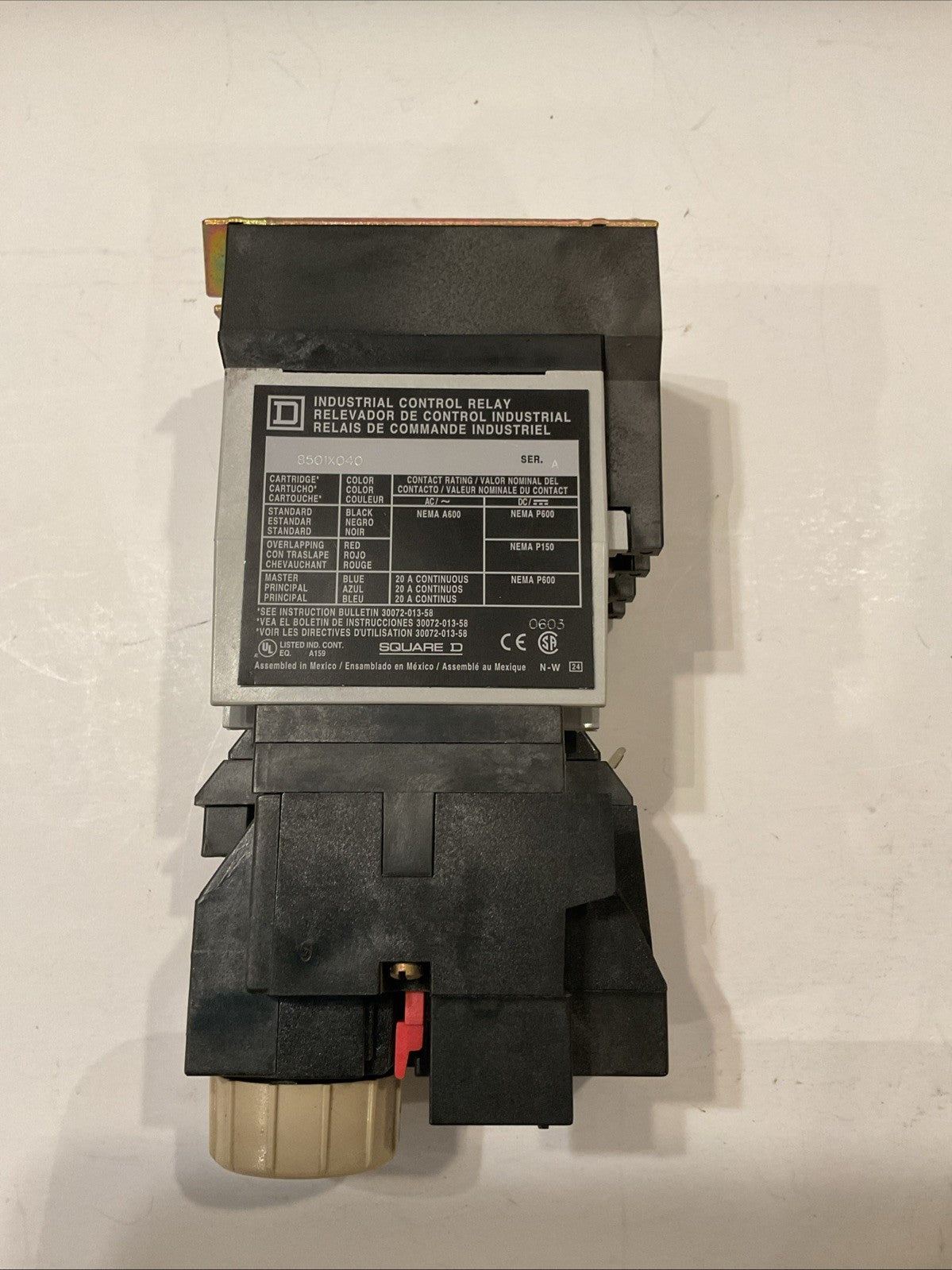 Square D 8501 XTD1 Timing Relay Series A, 8501 X040 110/120V Coil