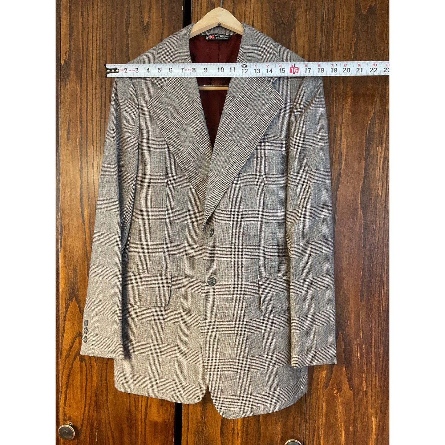 Black and Maroon Plaid Austin Reed of Regent Street Wool Suit