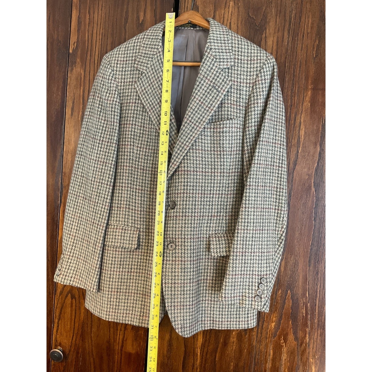 100% Pure Wool Brown, Green, and Red Plaid Sport Coat