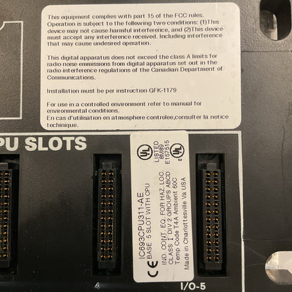GE Fanuc Series 90-30 IC693CPU311-AE Base 5slot with IC693PWR321N 30W pwr supply