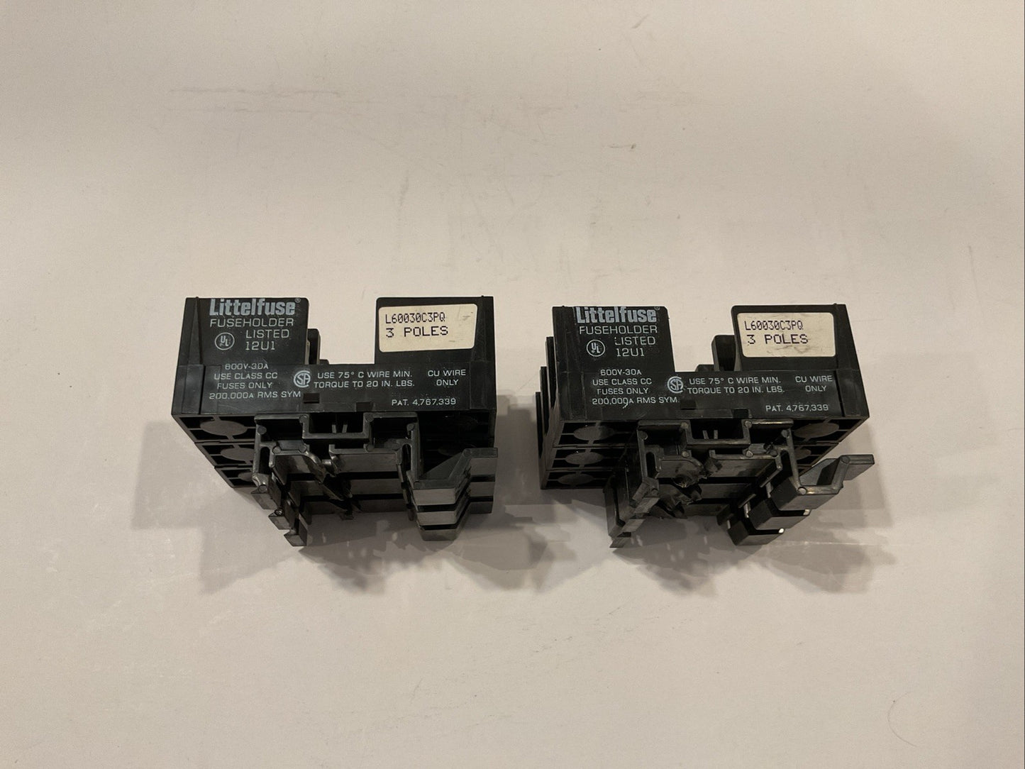 Lot of 2 Littlefuse L60030C-3PQ  / 3 Pole 600V-30A FuseHolder