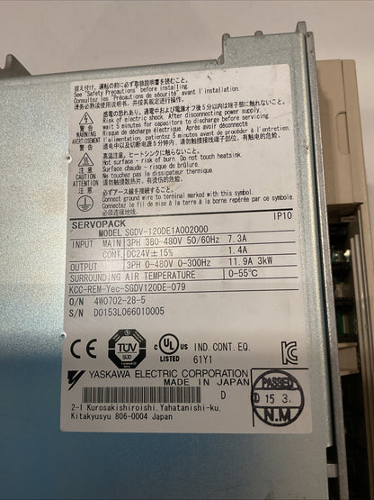 USED Yaskawa servopck IP10 SGDV-120DE1A002000300 Control option card MP2600iec