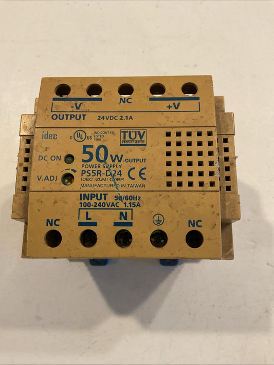 IDEC PS5R-D24 Power Supply 50W Output-24VDC 2.1A Input-100-240VAC 1.15A 50/60Hz