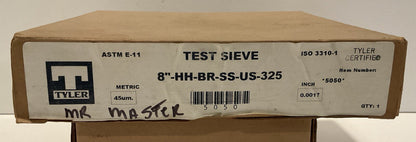 W.S. Tyler No. 325 Certified 5050 Half Height Test Sieve. 8"-HH-BR-SS-US-325