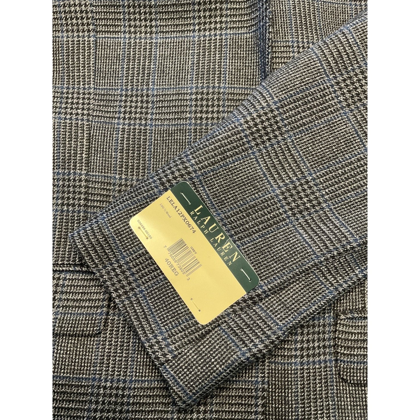 New With Tags Ralph Lauren, Pure Wool Blue and Black Plaid Blazer