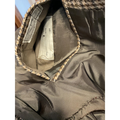 Brown and Tan Pure Virgin Wool Blazer with Shoulder Pads