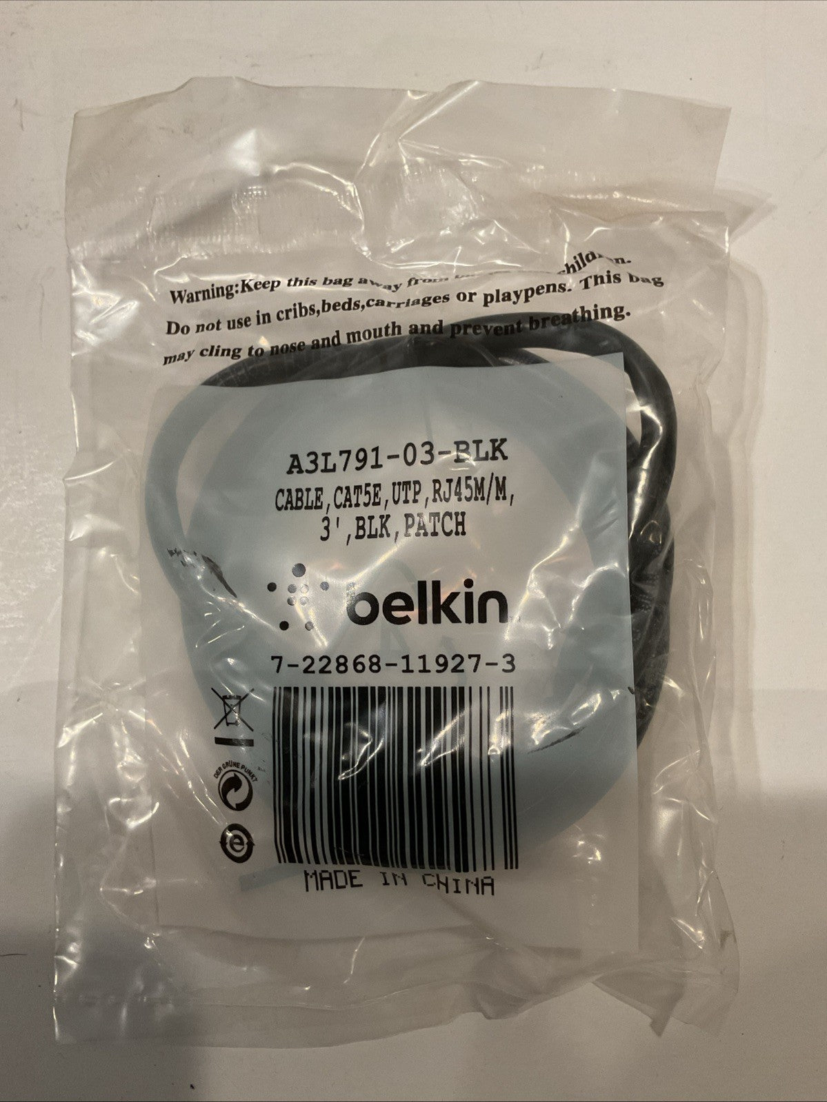 Qty 23 -Belkin A3L791-03-BLK Network Cables