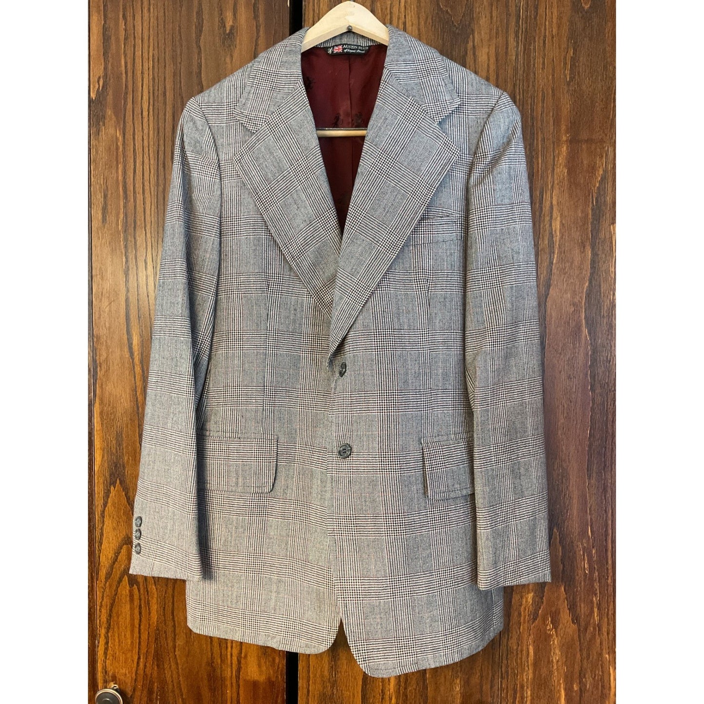 Black and Maroon Plaid Austin Reed of Regent Street Wool Suit