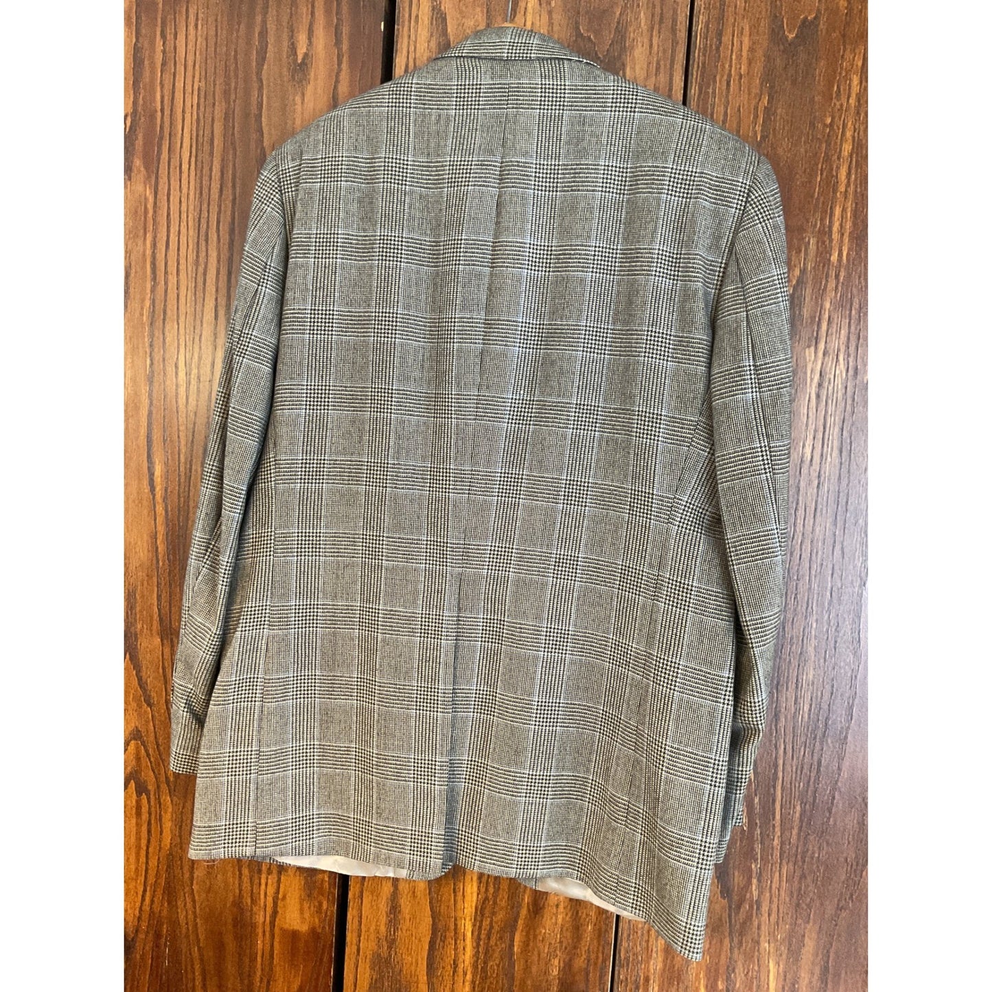 Marshall Fields Pure New Lamb's Wool Blue and Grey Plaid Blazer - 1998