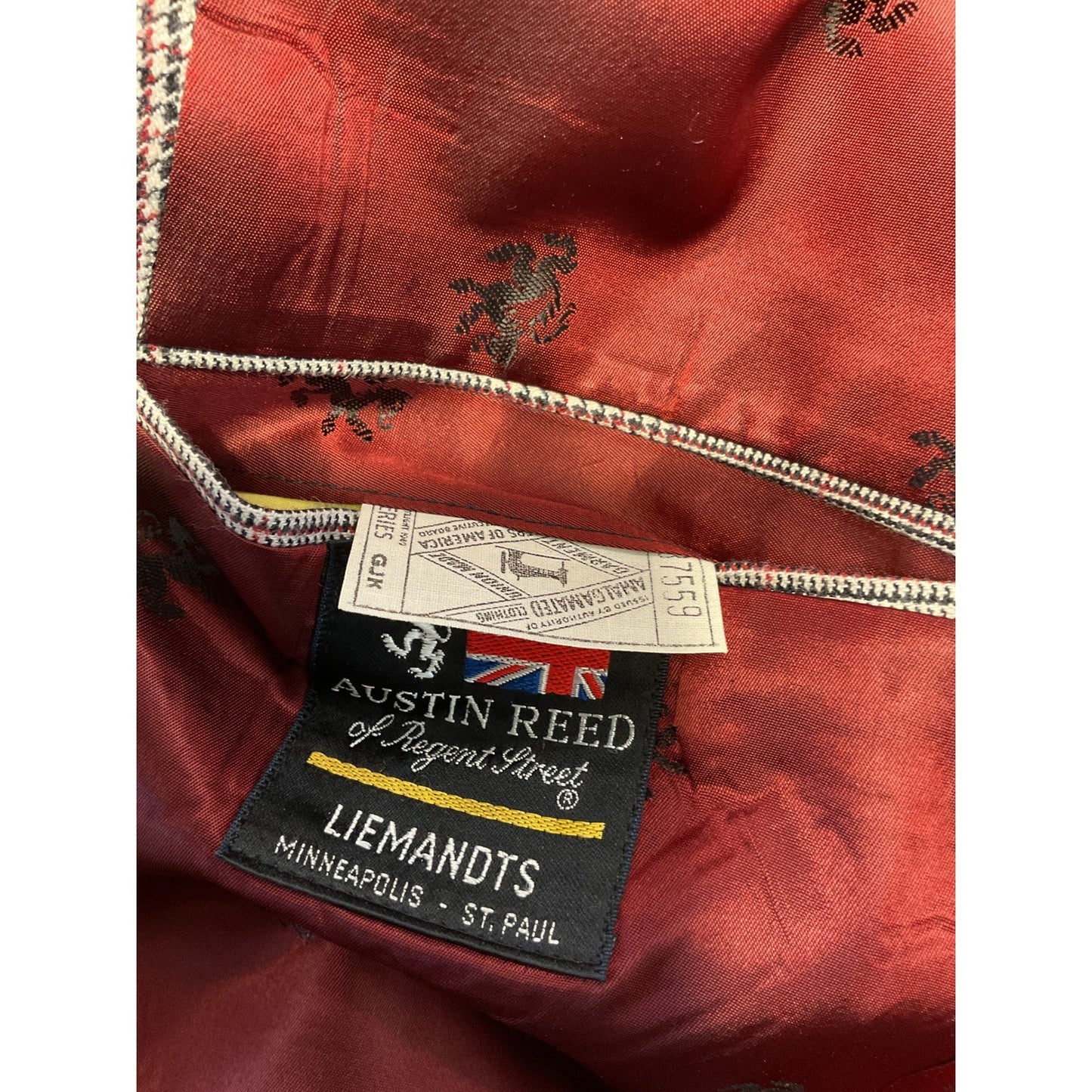 Black and Maroon Plaid Austin Reed of Regent Street Wool Suit