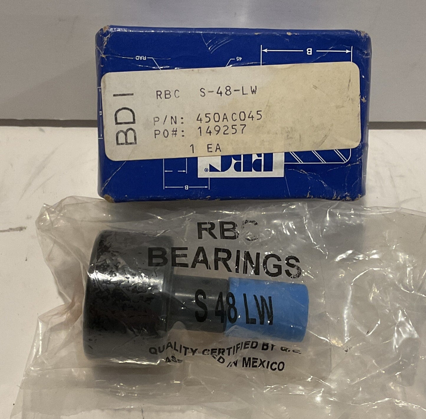 RBC S48LW Cam Follower Bearing 1-1/2" CF-1-1-1/2-SB - NEW Surplus!