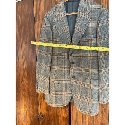 Gray, Yellow, and Orange Glen Plaid Wool Sport Coat