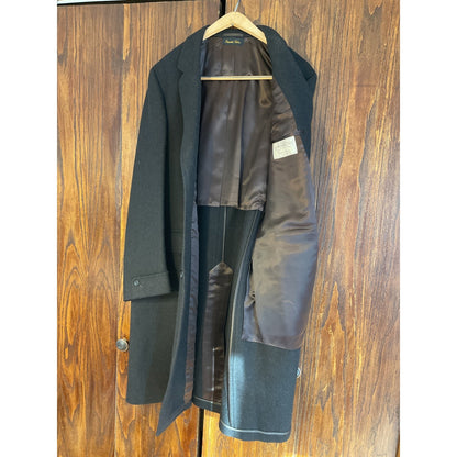 Black Tailored Wool ACWA Long Formal Button Up Outerwear Coat