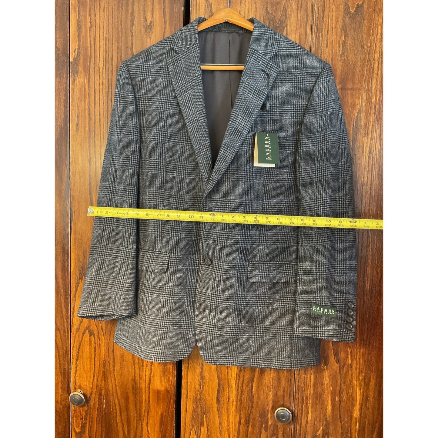 New With Tags Ralph Lauren, Pure Wool Blue and Black Plaid Blazer