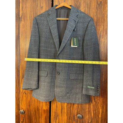 New With Tags Ralph Lauren, Pure Wool Blue and Black Plaid Blazer