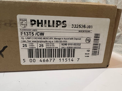 PHILIPS F13T5/CW MINI TL FLUORESCENT TUBE LIGHT, Lot Of 25