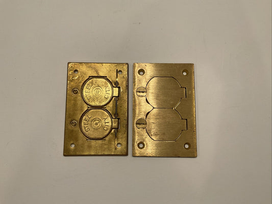 Qty-2 Steel City Duplex Receptacle Cover Plate Brass Covers 3" x 4-1/2" P 64 DS