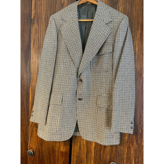 Brown and Tan Pure Virgin Wool Blazer with Shoulder Pads