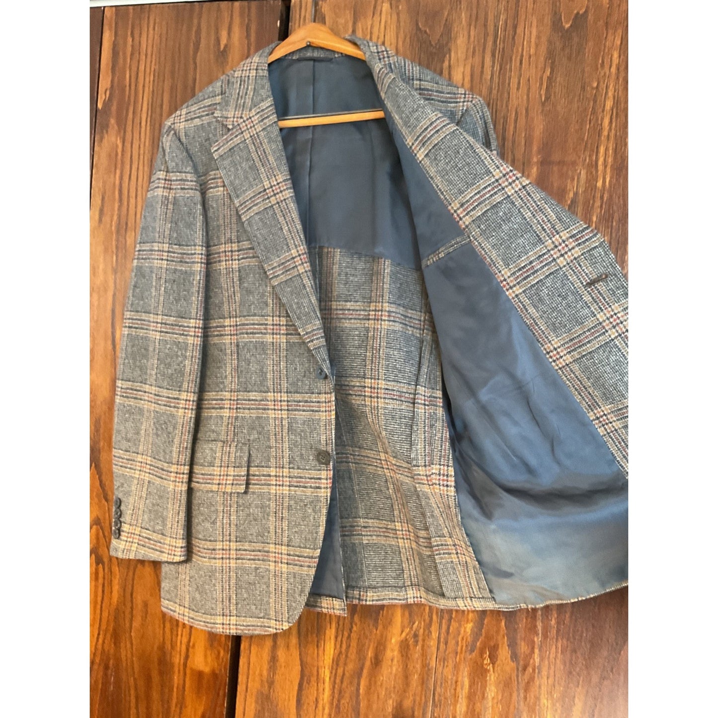 Gray, Yellow, and Orange Glen Plaid Wool Sport Coat