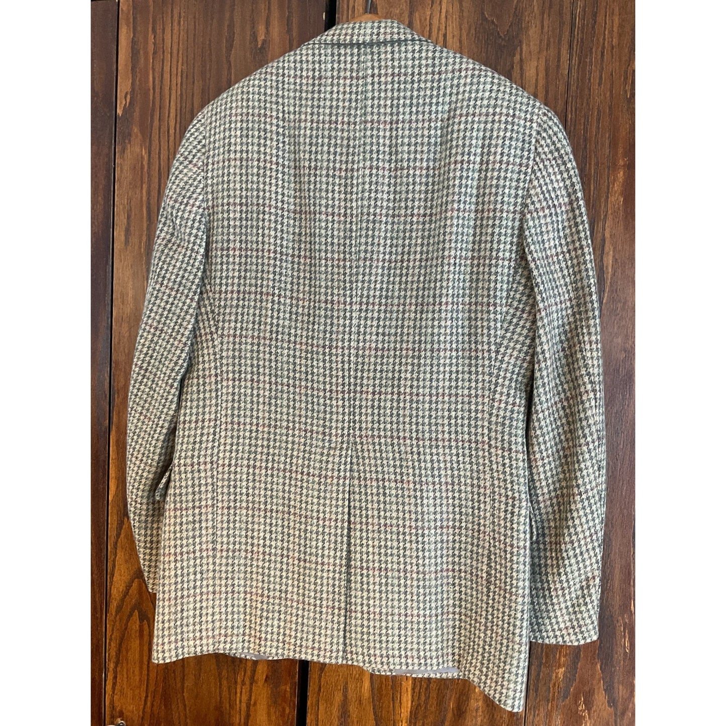 100% Pure Wool Brown, Green, and Red Plaid Sport Coat