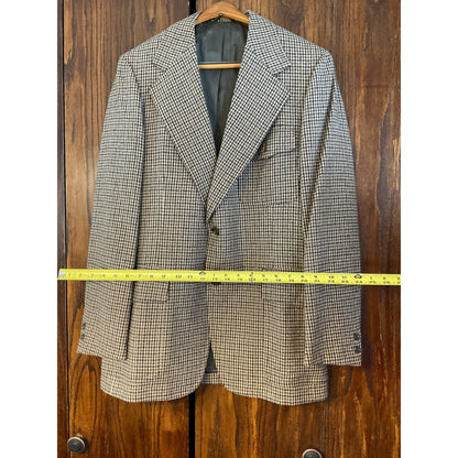 Brown and Tan Pure Virgin Wool Blazer with Shoulder Pads