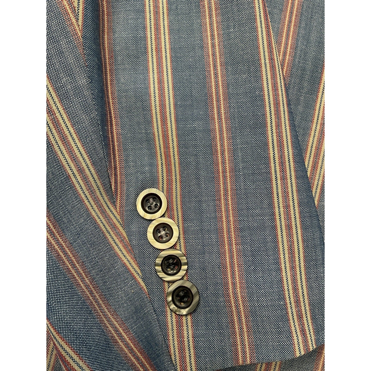 Blue, Red, and Yellow Striped Suit Sport Coat - 1972