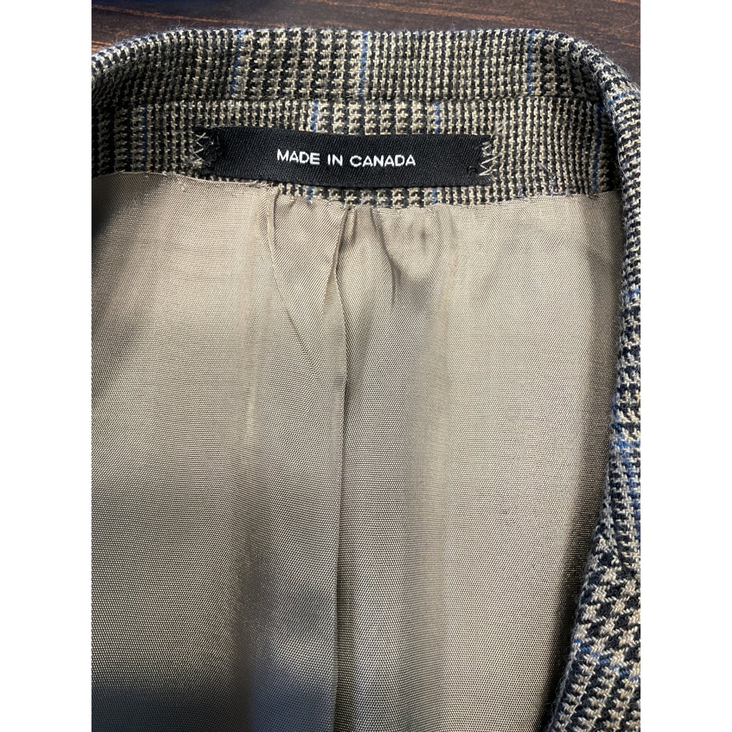 Marshall Fields Pure New Lamb's Wool Blue and Grey Plaid Blazer - 1998