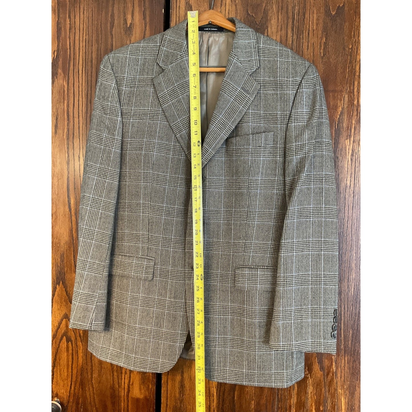 Marshall Fields Pure New Lamb's Wool Blue and Grey Plaid Blazer - 1998