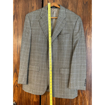 Marshall Fields Pure New Lamb's Wool Blue and Grey Plaid Blazer - 1998