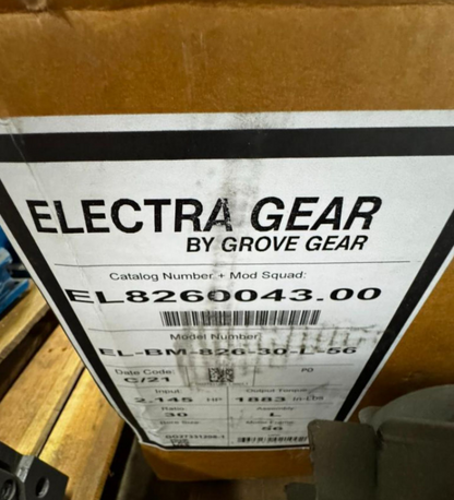Grove Electra Gear EL88260043.00   El-BM-826-30-L-56   2.145HP 30:1 Gearbox NEW!
