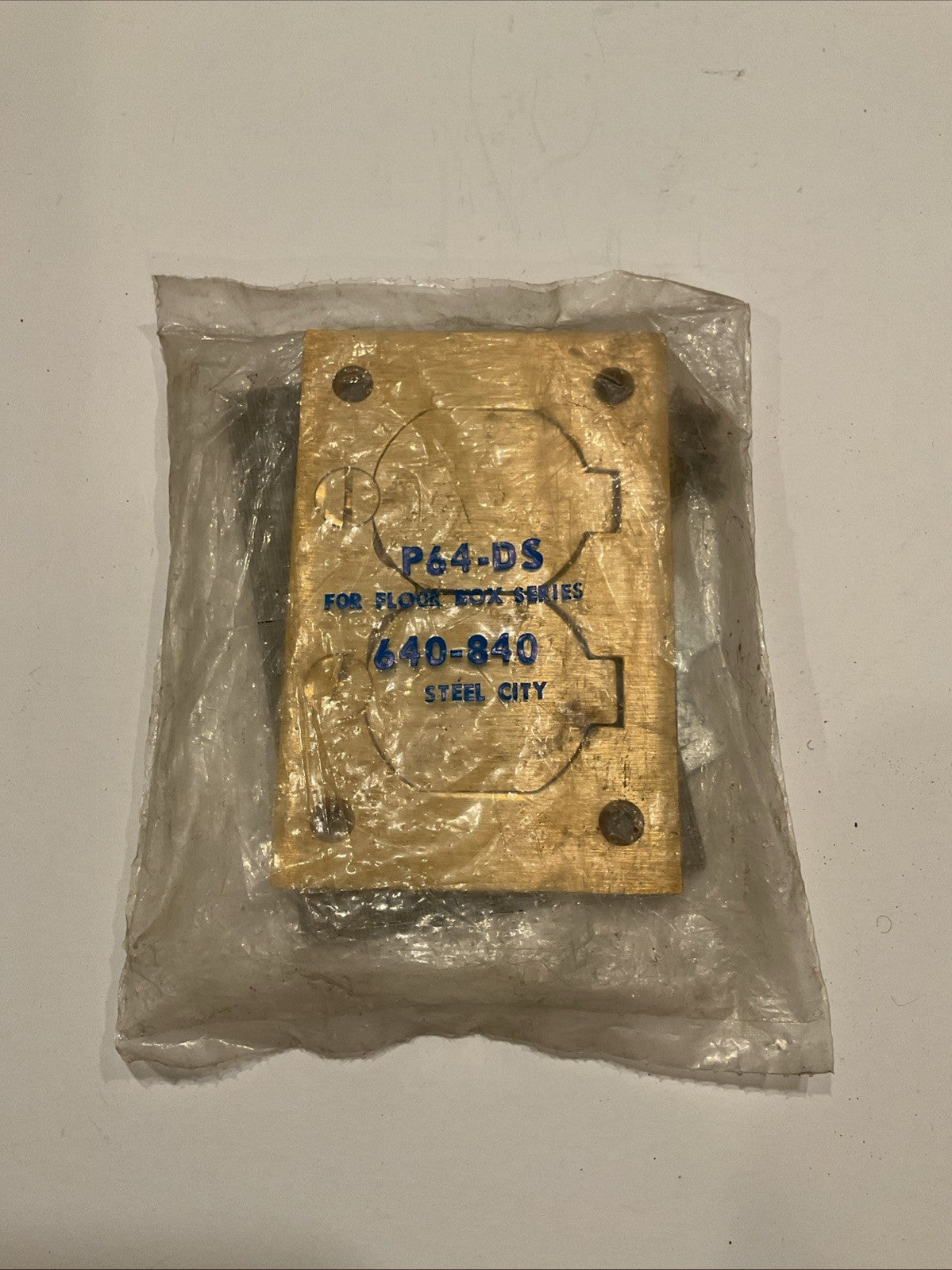 Steel City Duplex Receptacle Cover Plate Brass Alloy Steel 3" x 4-1/2" P 64-DS