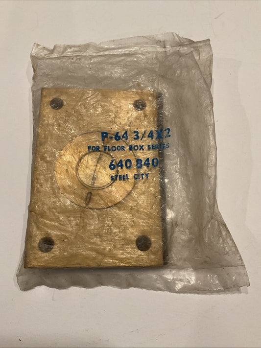 P-64 3/4X2 Steel City Receptacle Cover Plate Brass Alloy Steel 3" x 4-1/2"