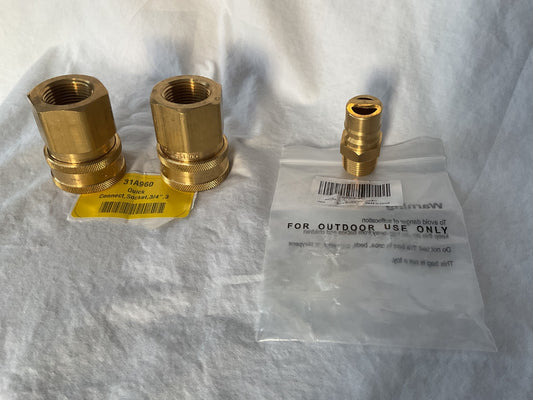 qty 2 - 1 1/2"  brass socket, qty 1 - Gaspro 3/4" Quick Connect Socket