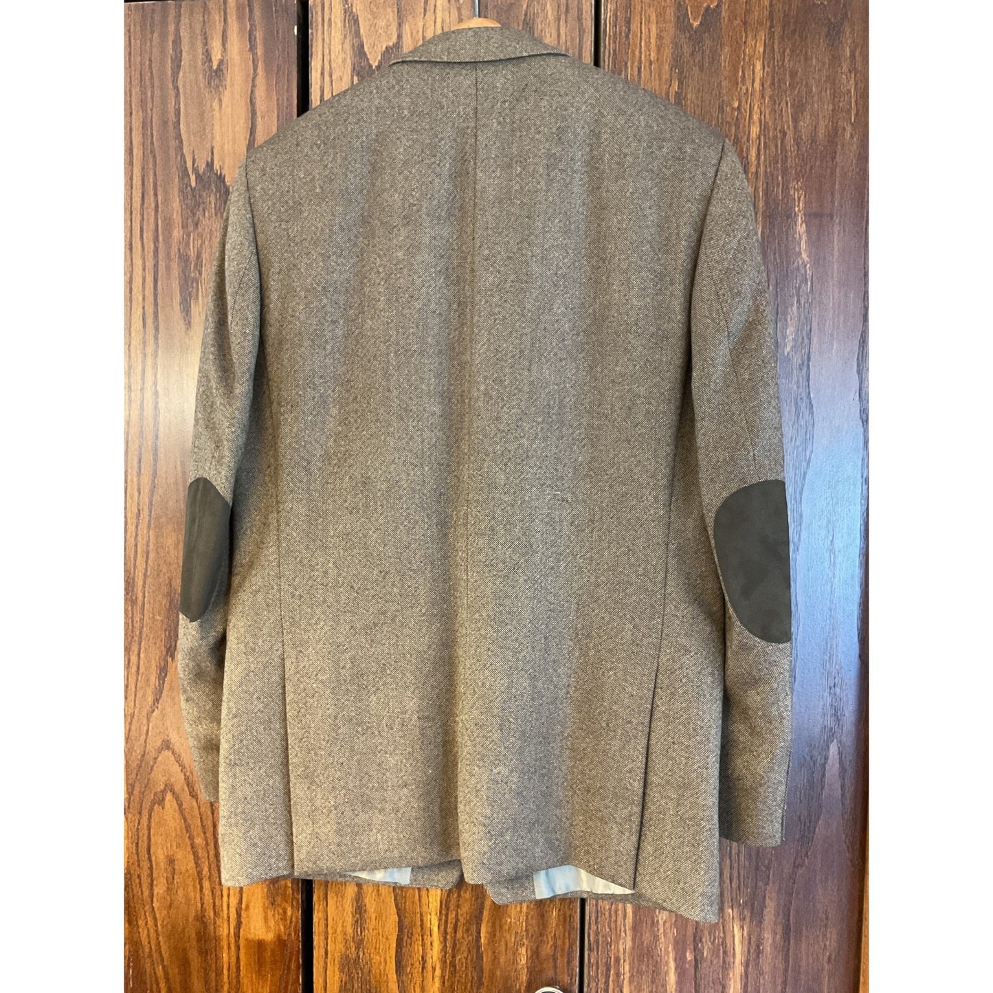 Olive Steinbock Wool Taupe Blazer with Suede Elbow Patches