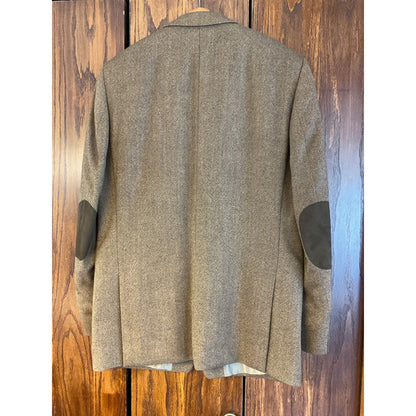Olive Steinbock Wool Taupe Blazer with Suede Elbow Patches