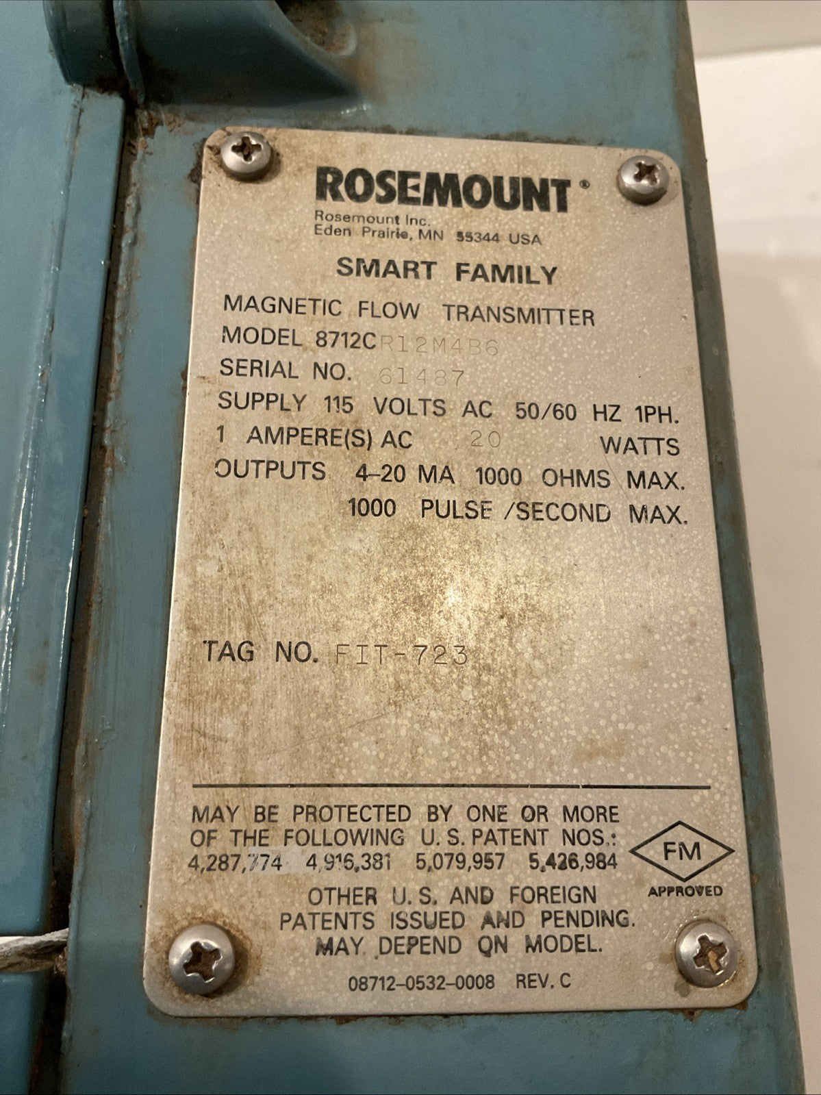 ROSEMOUNT  #8712CR12M4B6  MAGNETIC FLOW TRANSMITTER (POWERS ON)