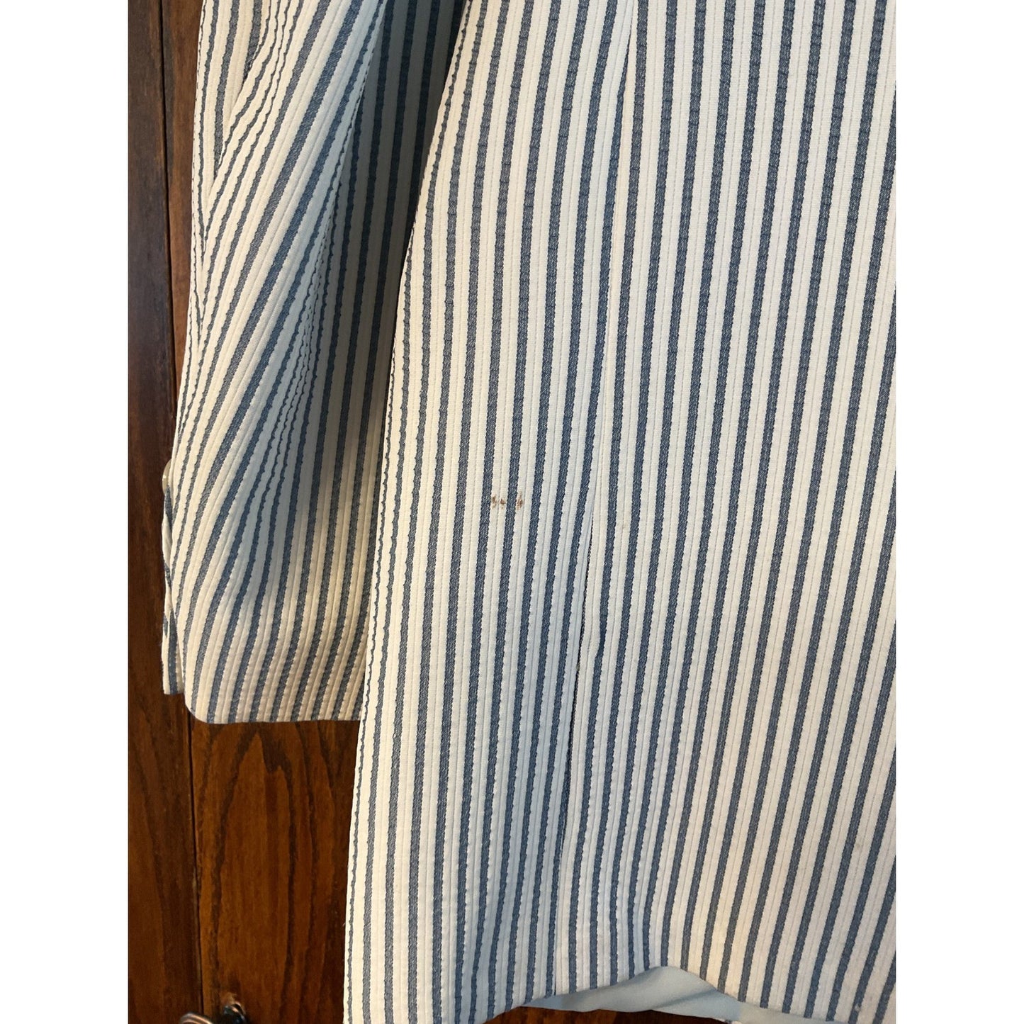 White and Blue Striped Light Blazer with 2 Buttons